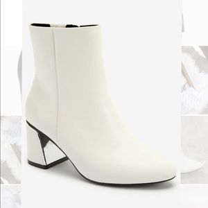 Wide Width White Mirror Heeled Ankle Boot NWT
